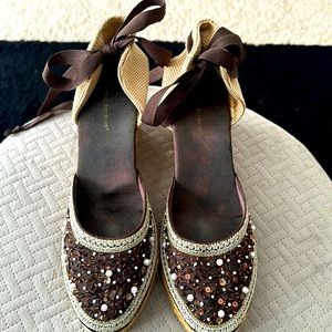 Sequin espadrilles heel